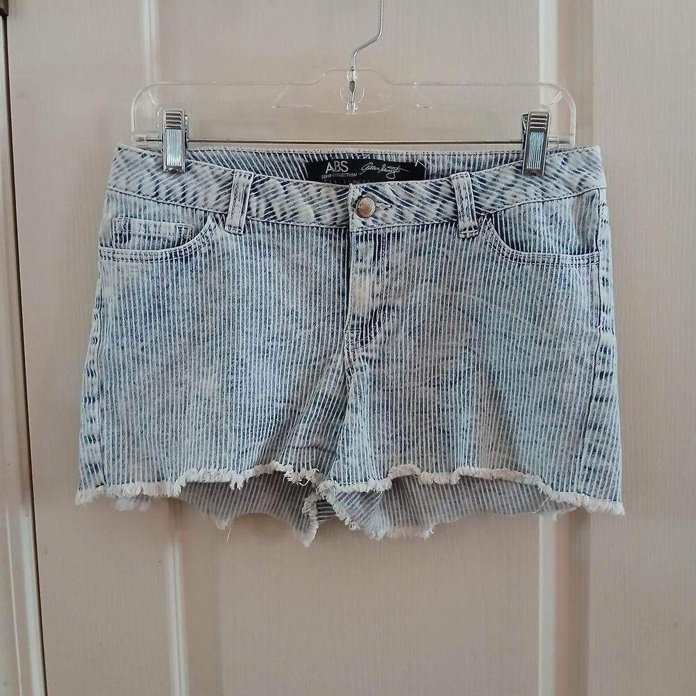 Y2K Vintage ABS Denim Co. Railroad Striped Low Rise Cutoff 2" Short Shorts 28